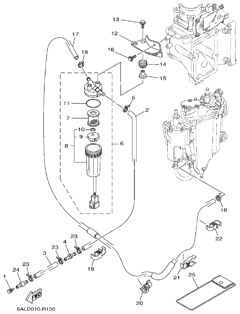 Yamaha F250HET, FL250HET FUEL 1 parts diagram